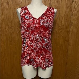 NWOT Red Paisley V-Neck Tank Top / Size M